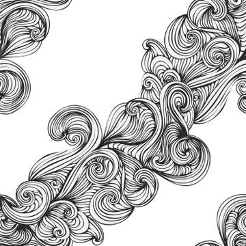 Abstract wave hand-drawn pattern. seamless texture Stockillustratie