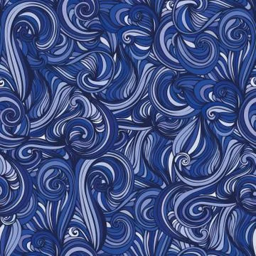 Abstract wave hand-drawn pattern. seamless texture Stock Illustration