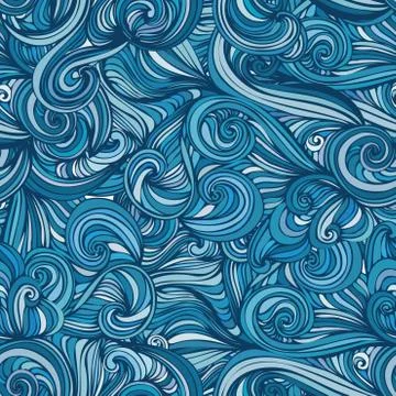 Abstract wave hand-drawn pattern. seamless texture Stock Illustration