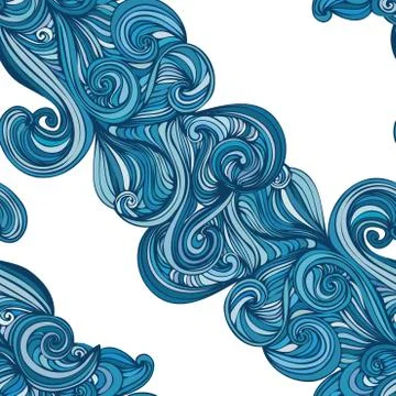 Abstract wave hand-drawn pattern. seamless texture Stock Illustration