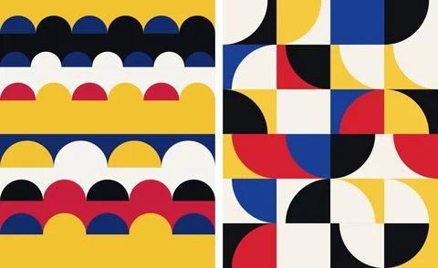 Abstract wave inspired geometric pattern with primary colored arches for wa.. Stock Illustration