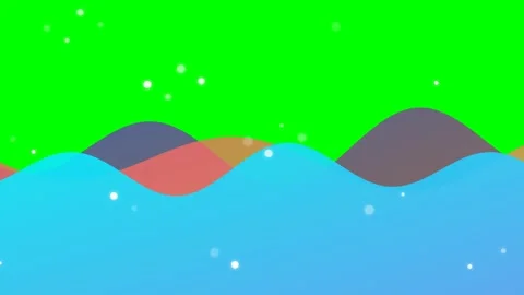 Abstract wave layers with floating particles against a vibrant green screen Stock Footage 340903552