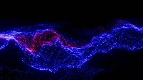 Abstract wave of light and dark blue and red loop animation Stock Footage 282287019