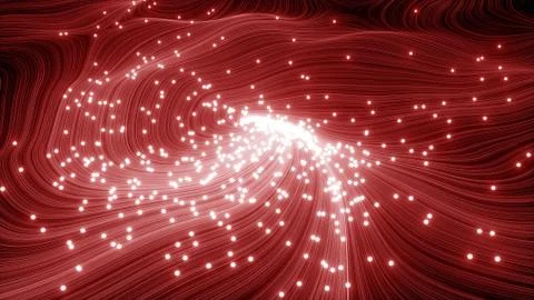 Abstract wave with lights spheres. 3D rendering Stock Illustration