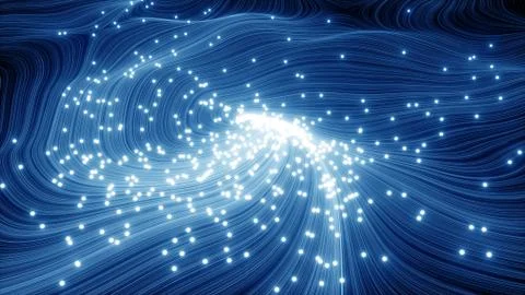 Abstract wave with lights spheres. 3D rendering Stock Illustration