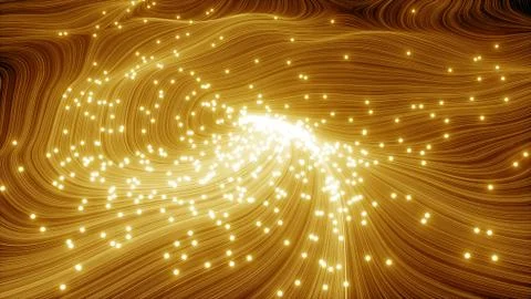 Abstract wave with lights spheres. 3D rendering Stock Illustration