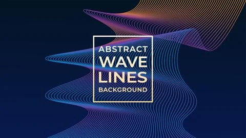 Abstract Wave Line Background Design Vector, Dark Blue, Colorful Sound Wave Stock Illustration