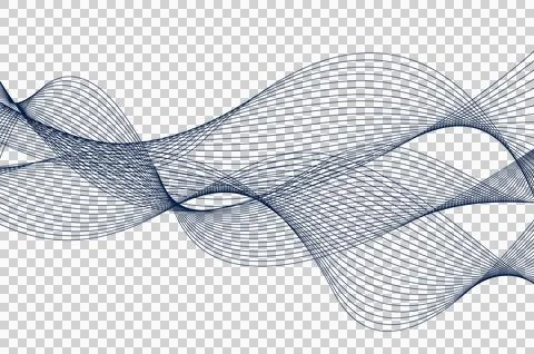 Abstract Wave Line Pattern on Transparent Background, PNG File Stock Illustration