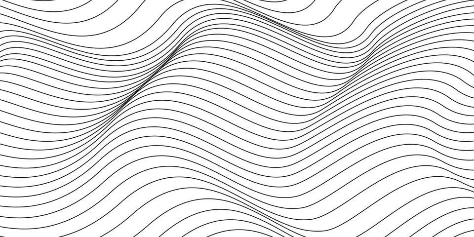 Abstract wave lines background design with dynamic curved black contour stripes イラスト素材