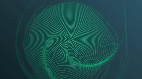 Abstract wave lines creating a dynamic green concentric circle pattern Stock Footage 345617626