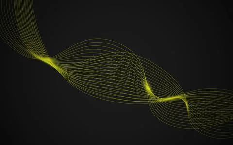 Abstract wave lines flowing smoothly over the background. Dynamic sound wav.. Illustrazione stock