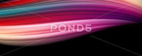 Abstract wave lines fluid rainbow style color stripes on black background Stock Illustration