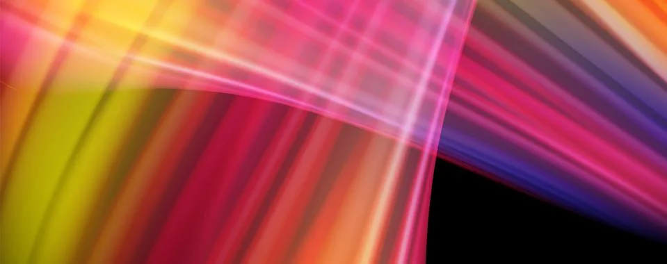 Abstract wave lines fluid rainbow style color stripes on black background Stock Illustration