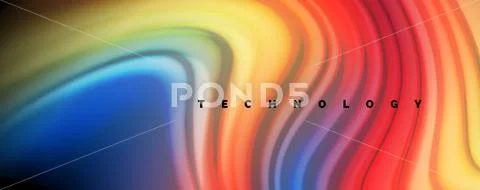 Abstract wave lines fluid rainbow style color stripes on black background Stock Illustration
