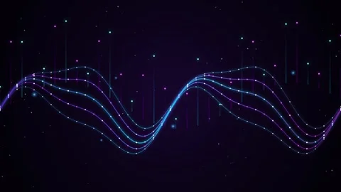 Abstract wave of lines with glowing dots and particles motion background lo.. Stock Footage 346973038