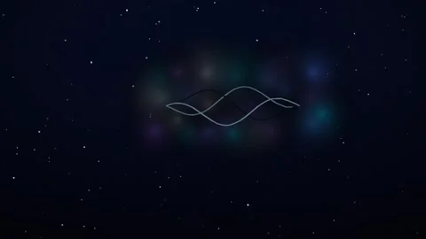 Abstract Wave Lines Moving Over Starry Night Sky and Nebula Background Stock Footage 347810837