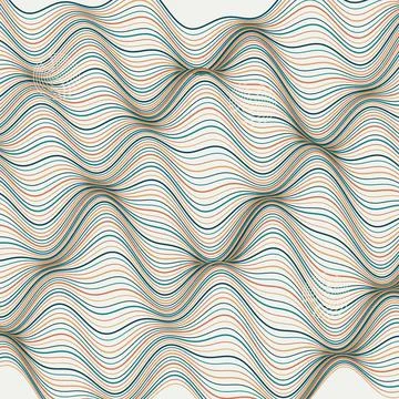 Abstract wave lines pattern design with orange and teal colors Stock Illustration