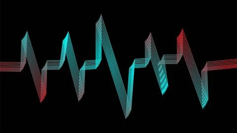 Abstract wave lines pattern dynamic colorful light flowing isolated on blac.. Stock Illustration