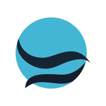 Abstract Wave Logo with Blue Circle as a Background Illustrazione stock