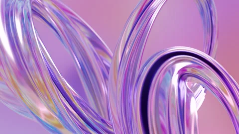 Abstract wave loop animation. 3D rendered background, flowing, twisted shapes Stockbeeldmateriaal 300435074