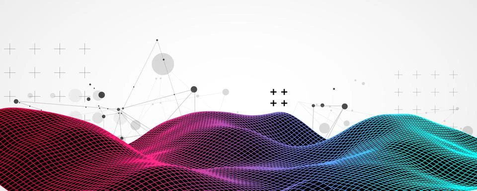 The abstract wave is made in a frame style in a bright gradient color. Templa Stock Illustration
