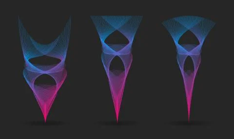 Abstract wave of the many colored lines. Wavy stripes isolated on dark Stockillustratie