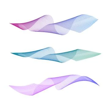 Abstract wave of the many colored lines. Wavy stripes isolated on white Stock Illustration