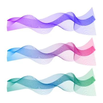 Abstract wave of the many colored lines. Wavy stripes isolated on white Stock Illustration