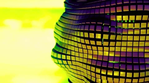 Abstract wave of metallic cubes moving dynamically over yellow backgrou Stock-Footage 342906495