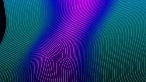 Abstract wave motion background featuring neon purple and teal green lines .. Stock Footage 341427015
