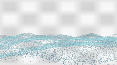 Abstract wave motion of particles on black background with alpha channel. Stock Footage 324520568