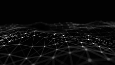 Abstract wave with moving dots and lines. Cyber technology illustration. 스톡 동영상 147194335