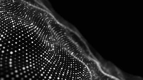 Abstract wave with moving dots and lines. Flow of particles. 스톡 동영상 148380533