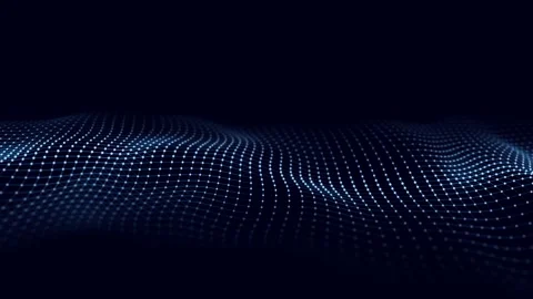 Abstract wave with moving dots and lines. Flow of particles. Stockbeeldmateriaal 148650081