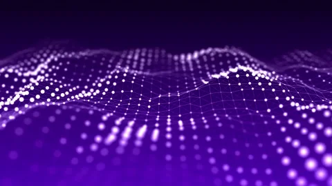 Abstract wave with moving dots and lines. Cyber technology illustration. 스톡 동영상 149111243