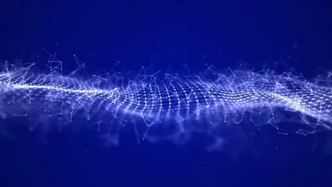 Abstract wave with moving dots and lines. Flow of particles. 스톡 동영상 149404311