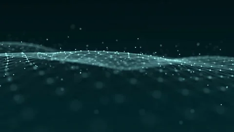 Abstract wave with moving dots and lines. Flow of particles. 스톡 동영상 149404445