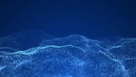 Abstract wave with moving dots and lines. Cyber technology illustration. Stockbeeldmateriaal 149404506