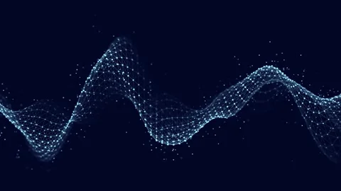 Abstract wave with moving dots and lines. Flow of particles. Vídeo Stock 149404551