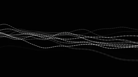 Abstract wave with moving dots and lines. Cyber technology illustration. Vídeo Stock 149404552