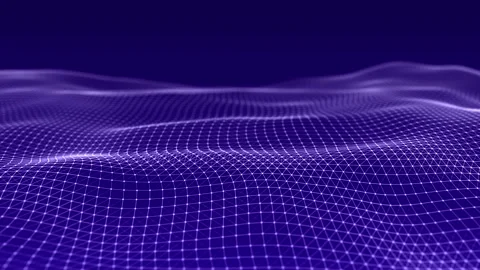 Abstract wave with moving dots and lines. Flow of particles. Stockbeeldmateriaal 152883401