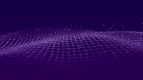 Abstract wave with moving dots and lines. Flow of particles. Stockbeeldmateriaal 152883494