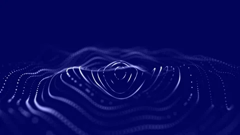 Abstract wave with moving dots. Cyber technology illustration. Stockbeeldmateriaal 147859182