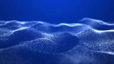 Abstract wave with moving dots. Cyber technology illustration. Stockbeeldmateriaal 149404434