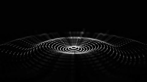 Abstract wave with moving dots. Flow of particles. Cyber technology round. 스톡 동영상 147442129