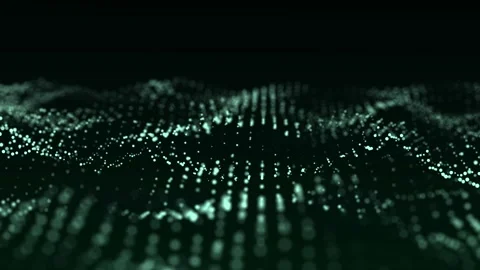 Abstract wave with moving dots. Flow of particles. Vídeo Stock 149111245