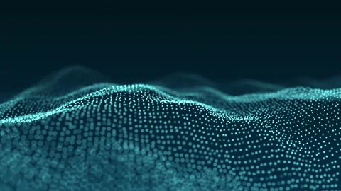 Abstract wave with moving dots. Flow of particles. Stockbeeldmateriaal 152883389