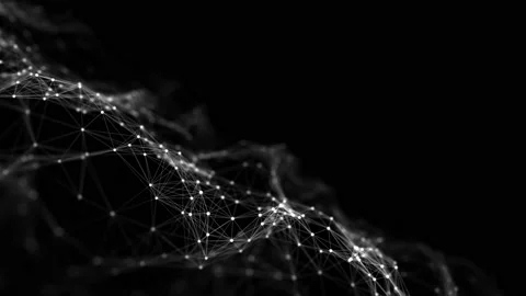 Abstract wave with moving dots. Flow of particles. Technology illustration. Stockbeeldmateriaal 155926263