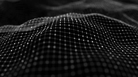 Abstract wave with moving dots. Flow of particles. Technology illustration. Stockbeeldmateriaal 155926265