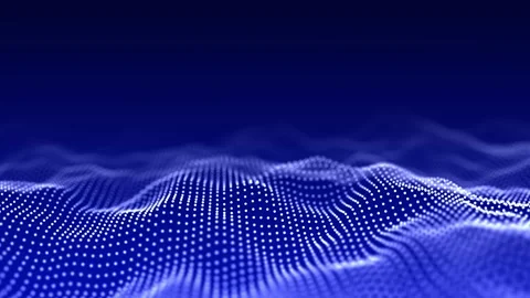 Abstract wave with moving dots. Flow of particles. Technology illustration. 스톡 동영상 155926276